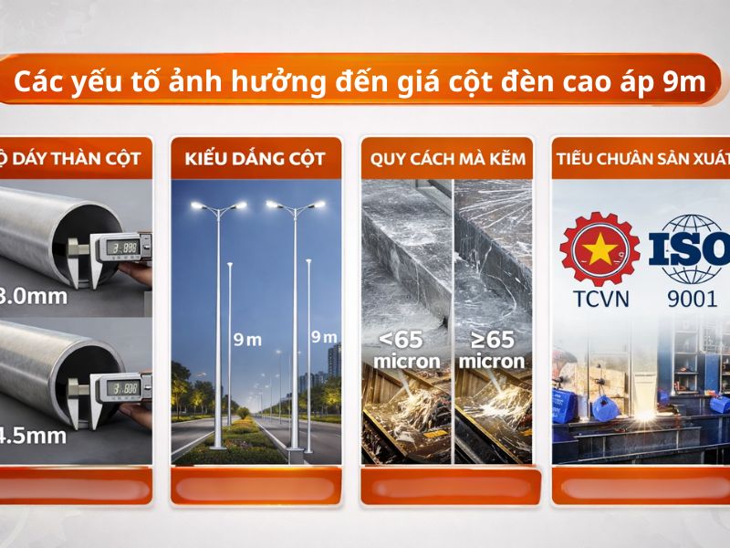 giá cột đèn đường 9m